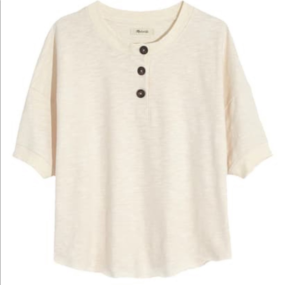 {NWT} Madewell Raw Edge Henley Tee